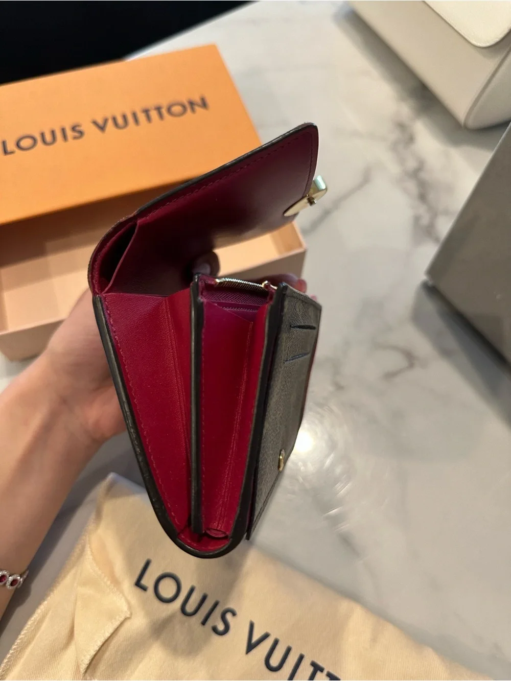 Louis Vuitton Monogram Compact Wallet with Pink Trim